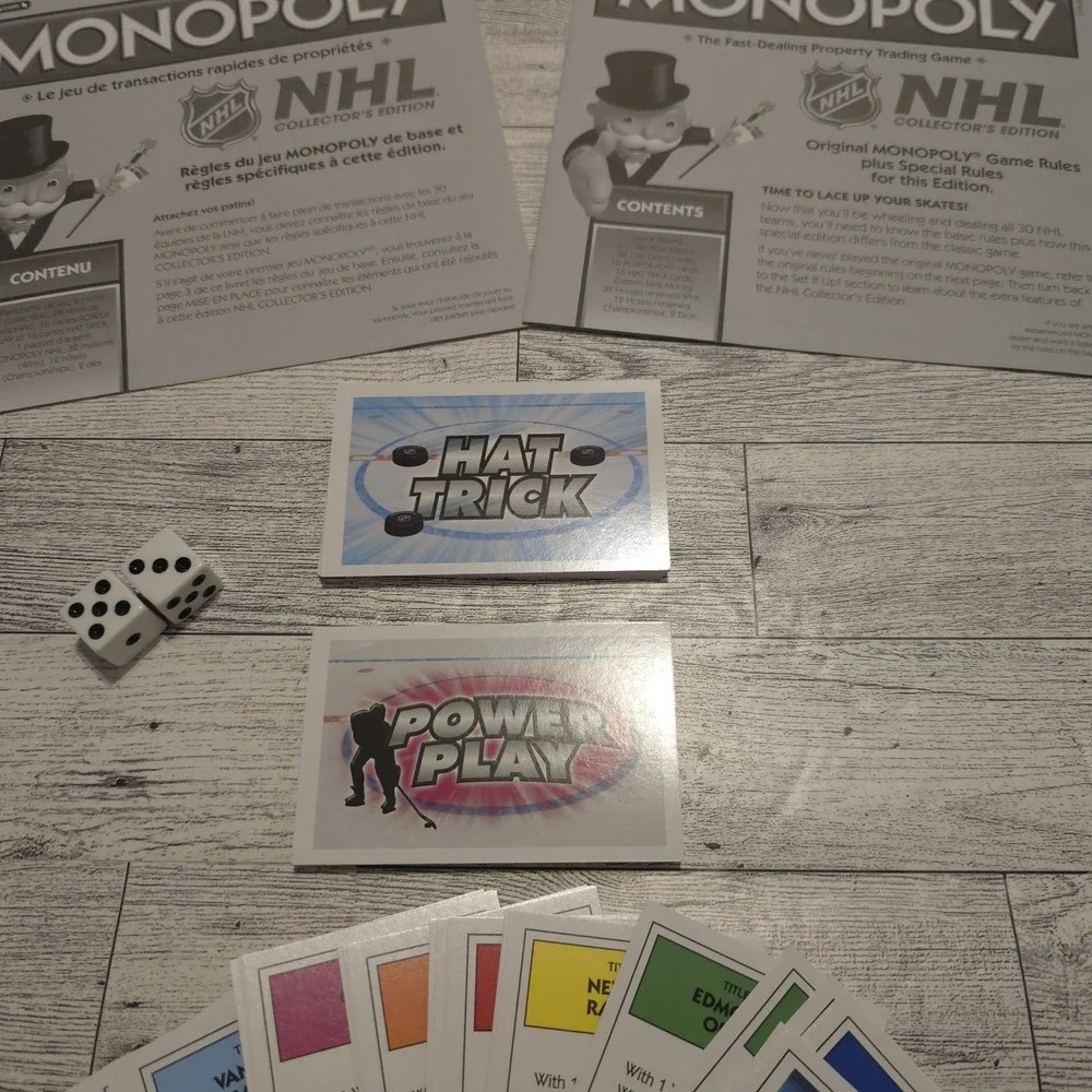 Monopoly NHL Replacement Pieces Money Title‎ Deeds Houses Hotels *NO TOKENS*
